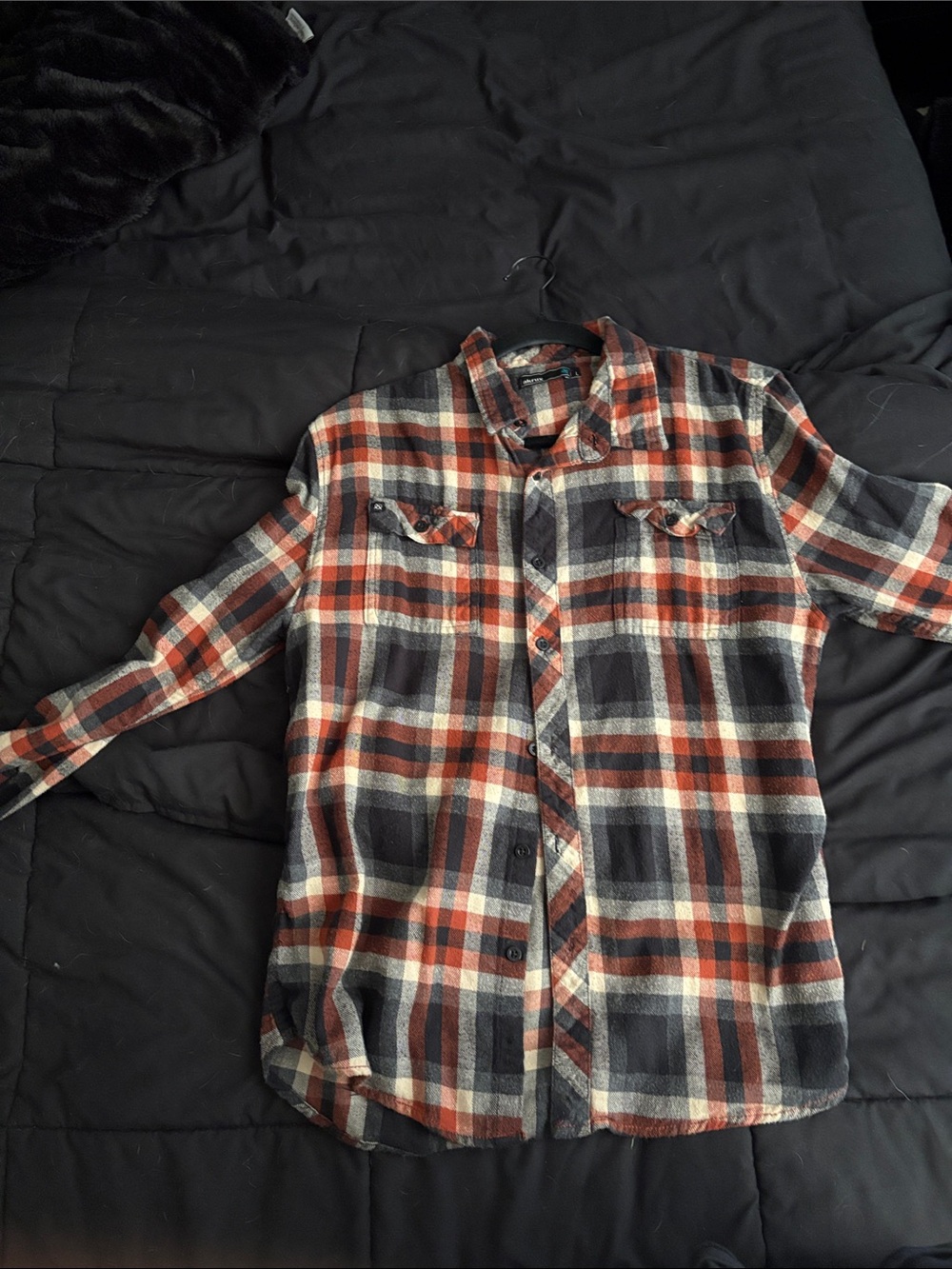 Men's Plaid Flannel Dress Shirt - Red & Black